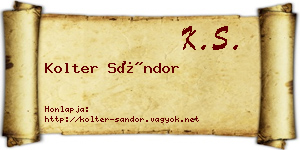 Kolter Sándor névjegykártya